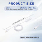 MECCANIXITY USB Cable with ON/Off Toggle Switch, USB Male to Female Extension - Image 2