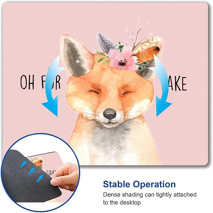 Mouse Pad, Cute Fox Mouse Pad for Women, Washable Square Cloth Mousepad for - Image 6