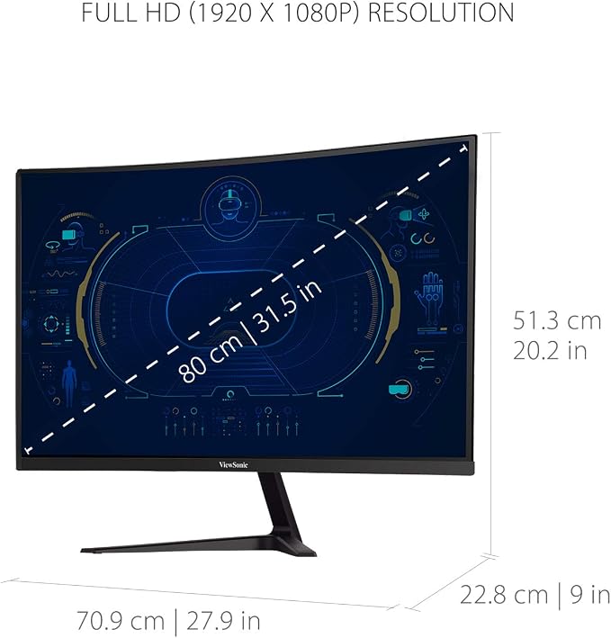 ViewSonic VX3218-PC-MHD 32 Inch Curved 1080p 1ms 180Hz Gaming Monitor - Image 6