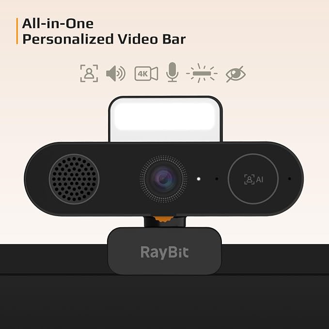 5-in-1 Design 4K Webcam with Speaker and Microphone, Built-in Light, Privacy - Image 2