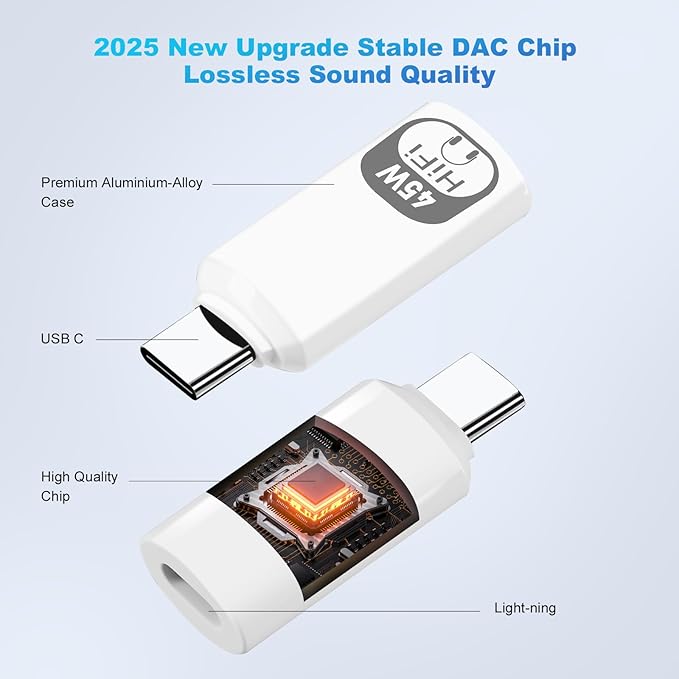 USB C to Lightning Audio Adapter, Lightning to USB C Hi-Fi Adapter - Image 6