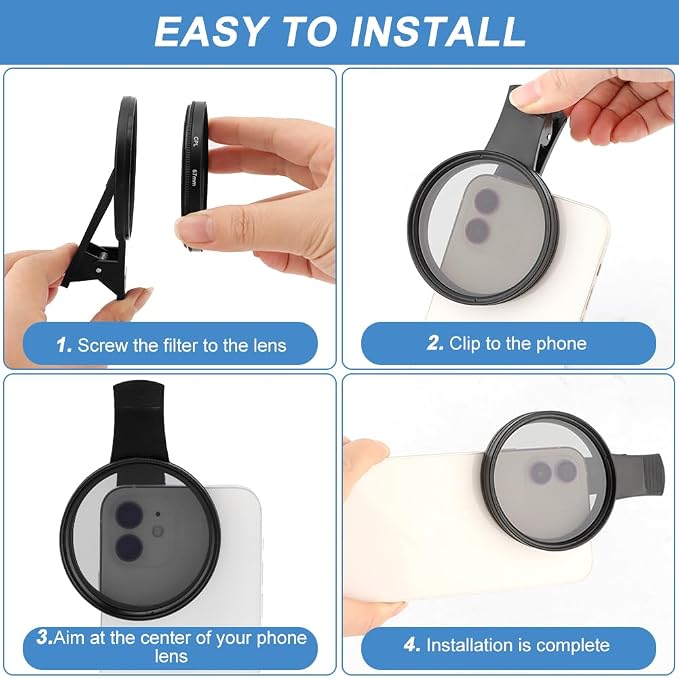 67MM Clip-on CPL Lens Filter for All Smartphones, Universal Phone Camera Clip - Image 6
