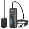 Powered USB Hub, ikuai 7-Port USB 3.2 / USB C Hub, by ikuai