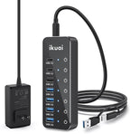 Powered USB Hub, ikuai 7-Port USB 3.2 / USB C Hub, by ikuai