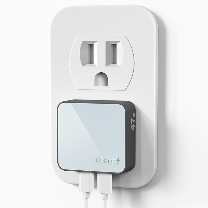 Nekmit Flat USB C Wall Charger, 47W Dual Ports USB C Charger Block, PPS Fast by Nekmit