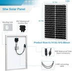 50W 12V Solar Panel, High Efficiency Monocrystalline Solar Maintainer, - Image 2