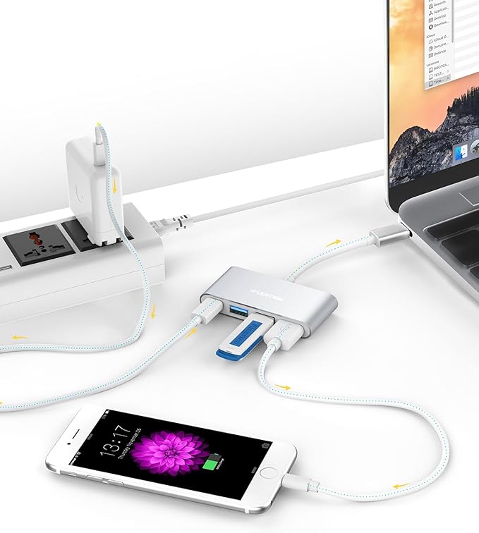 LENTION 4-in-1 USB-C Hub with Type C, USB 3.0, USB 2.0 - Image 3