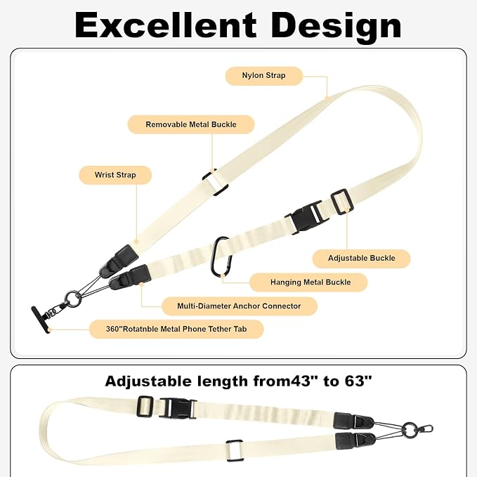 Adjustable Crossbody Phone Lanyard, Universal Phone Wrist Strap and Phone Neck - Image 3