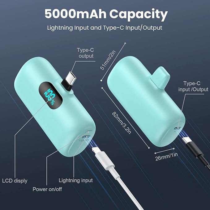 Samll Portable Charger for iPhone 16/15 Series, 5000mAh 3A PD USB C Power Bank - Image 7