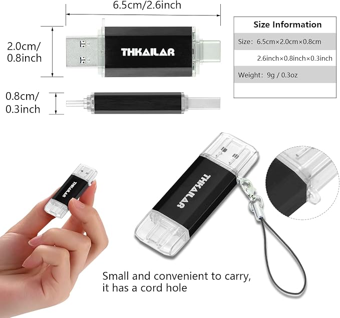 Thkailar USB C Thumb Drive 128GB OTG USB 3.1 Flash Drive Dual - Image 7