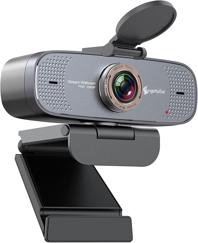Angetube 1080P HD Webcam with Privacy Shutter Dual Noise-Cancelling Mic PC by Angetube
