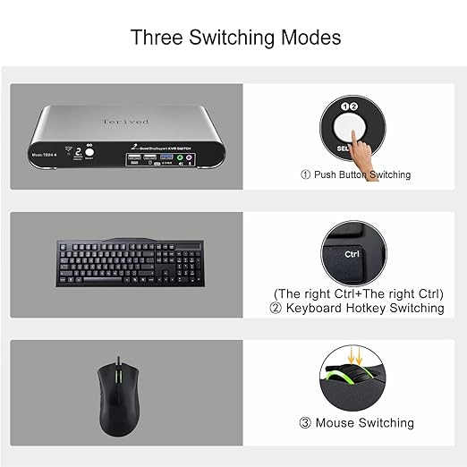 2 Port DP USB 3.0 Automatic KVM Switch Quad Monitor Two Computers Four - Image 6