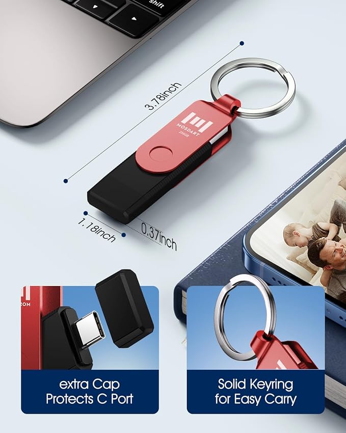 MOSDART 256GB USB3.1 Fast Speed C and A Dual Flash Drive, exFAT Memory Stick - Image 2