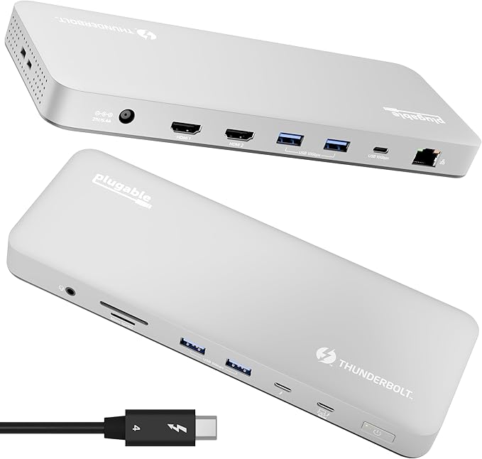 Plugable Thunderbolt 4 Dock for M4 MacBook Air & Pro: 100W Charging Driverless by Plugable