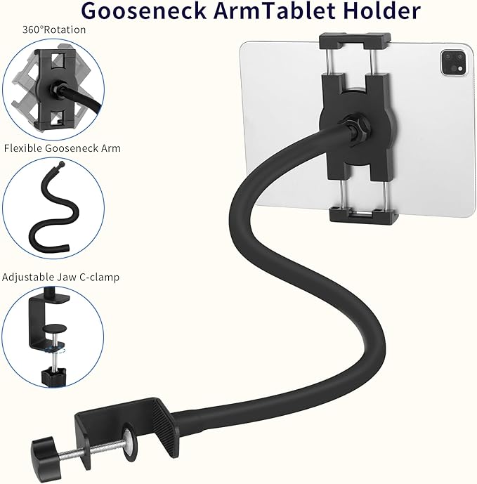 Tablet Stand Holder, Gooseneck Desktop iPad Mount - Image 6
