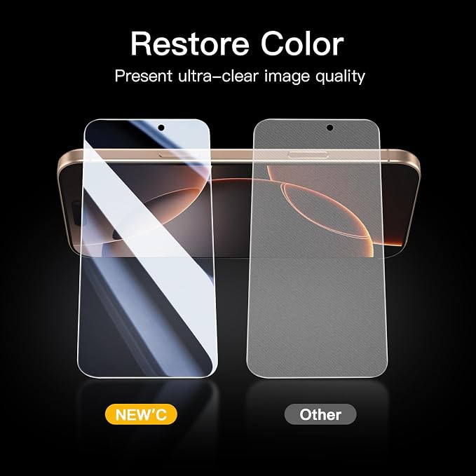 NEW'C 3 Pack Privacy for iPhone 16 Pro Max Screen Protector, Anti-Spy Tempered - Image 7