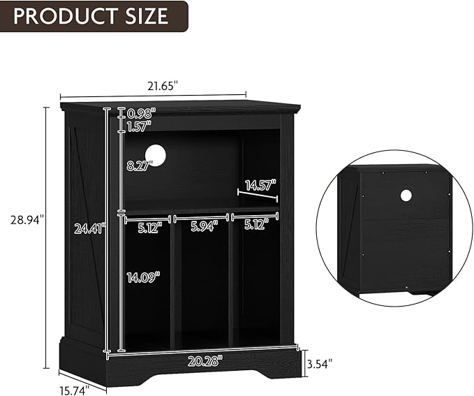 Farmhouse Record Player Stand, 3 Tier Turntable Stand - Image 2