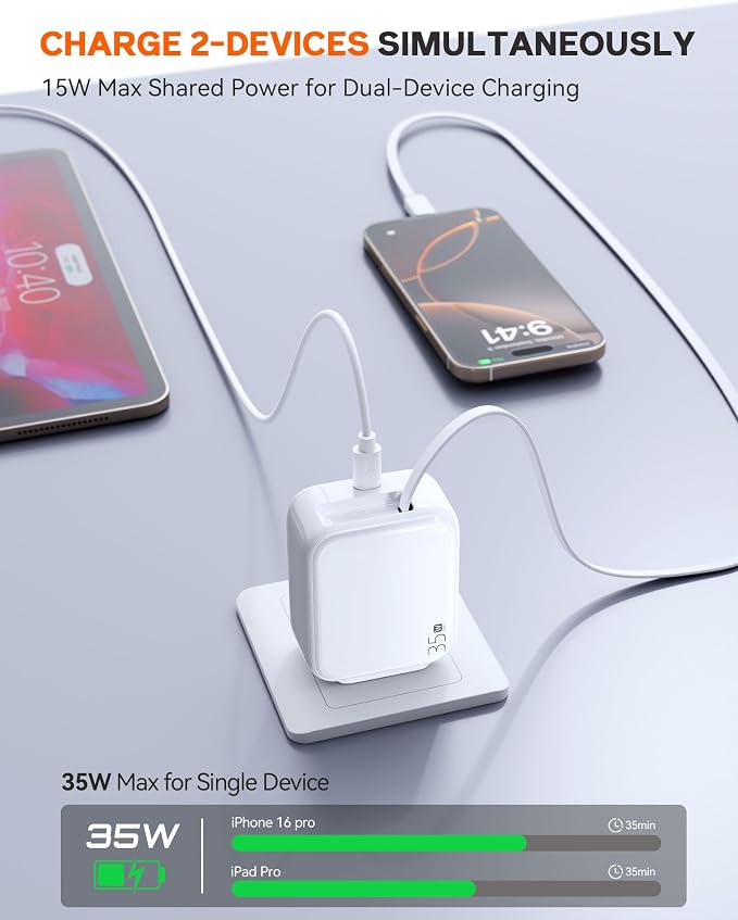 35W Retractable USB-C Wall Charger, Fast Charging Block - Image 3