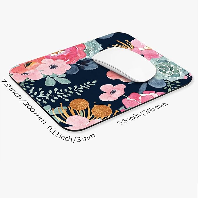Square Mouse Pad Pink Flower, Personalized Premium-Textured Custom Mouse Mat - Image 2