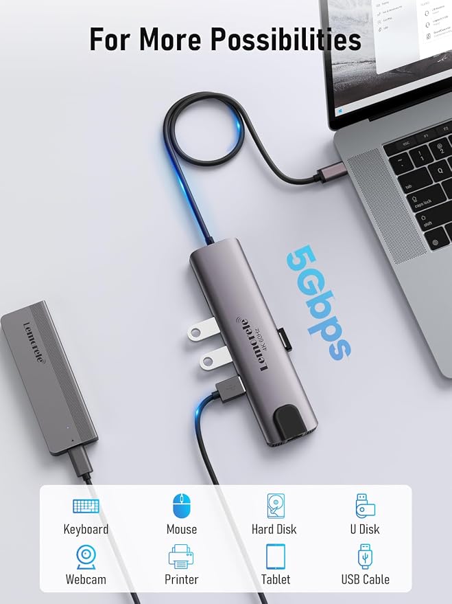 Lemorele USB C Hub Multiport Adapter 10-in-1 - Image 3