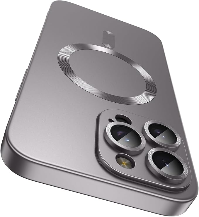 Magnetic for iPhone 15 Pro Case Slim Soft Silicone Bumper Shockproof Metallic by LEKEVO