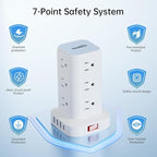 PD20W Power Strip Tower Surge Protector, 16.5FT Extension Cord, Power Strip - Image 3