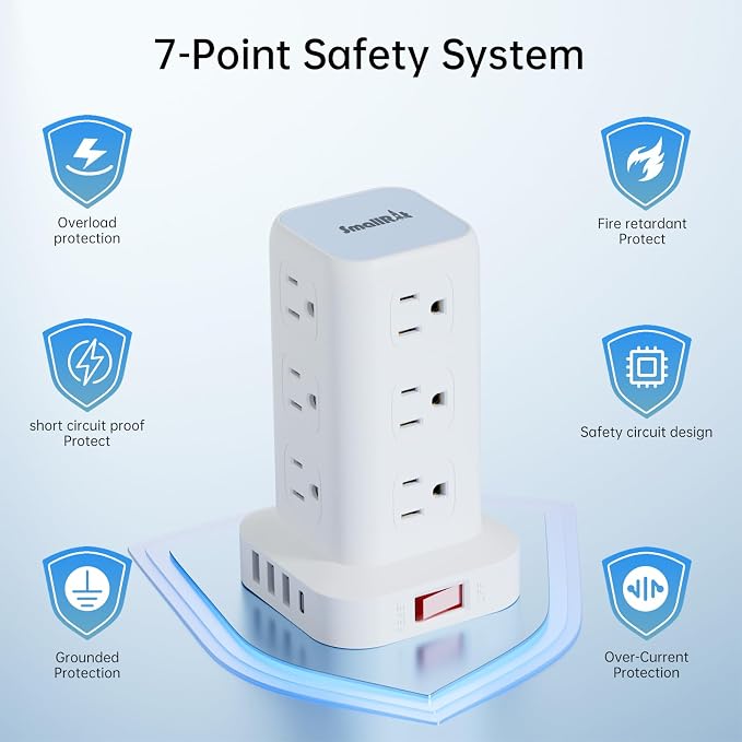 PD20W Power Strip Tower Surge Protector Power Strip - Image 3