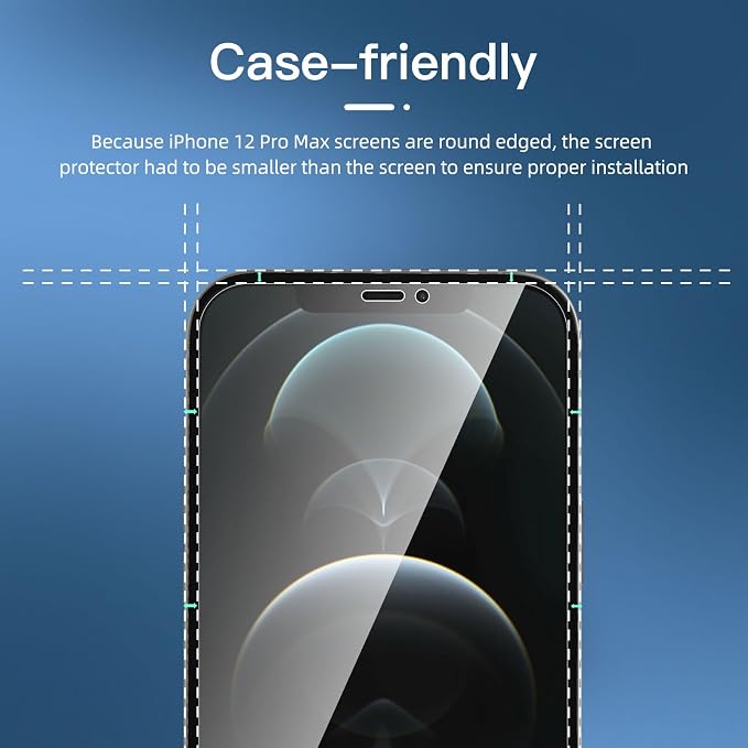 NEW'C 3 Pack Privacy for iPhone 12 Pro Max Screen Protector, Enhanced 28-Degree - Image 3