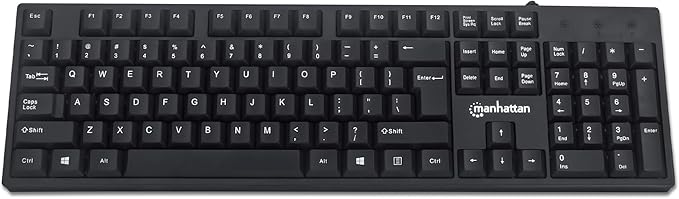 Manhattan Wired Computer Keyboard – Basic Black Keyboard - - Image 2