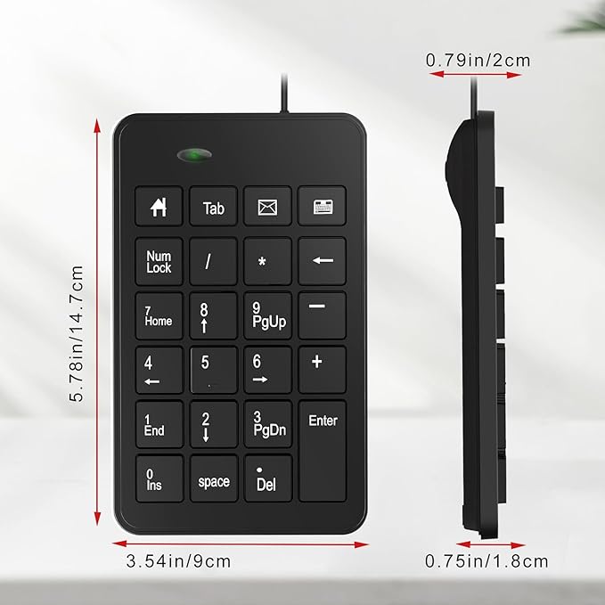 Wired Number Pad, USB Numpad 23 Key Numeric Keypad Financial Accounting - Image 6