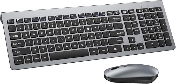 Wireless Keyboard and Mouse Combo, Ultra Slim Design Full Size Keyboard and 3 by QUASIO