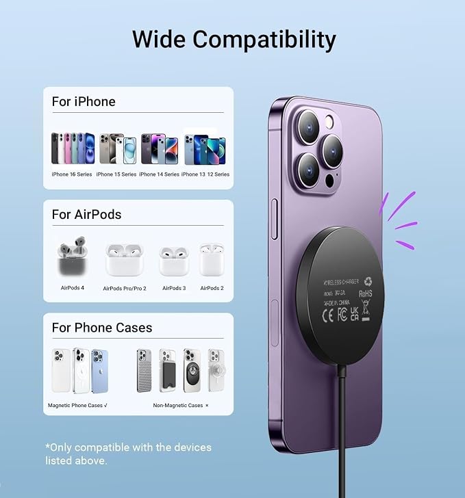 Magnetic Wireless Charger for iPhone 16/16 Pro/16 Plus/16 Pro Max, FDGAO 2 in 1 - Image 3
