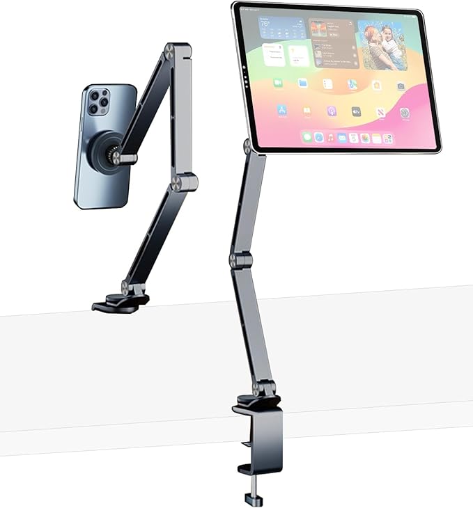 Magnetic Tablet Stand for Desk Aluminum Alloy Phone iPad Desk Holder Overhead by HIBORI