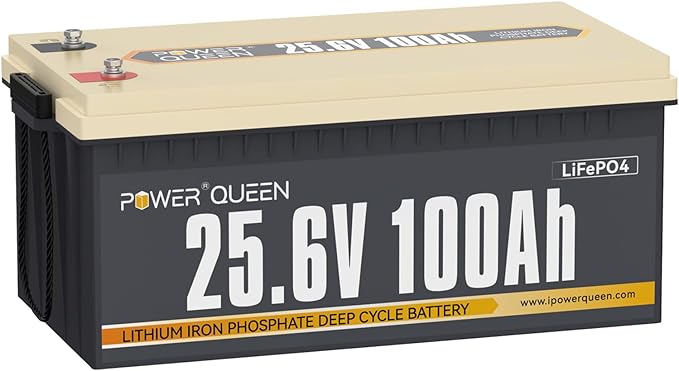 Power Queen 25.6V 100Ah LiFePO4 Battery, Built-in 100A BMS, 4000 to 15000 Cycles by PowerQueen
