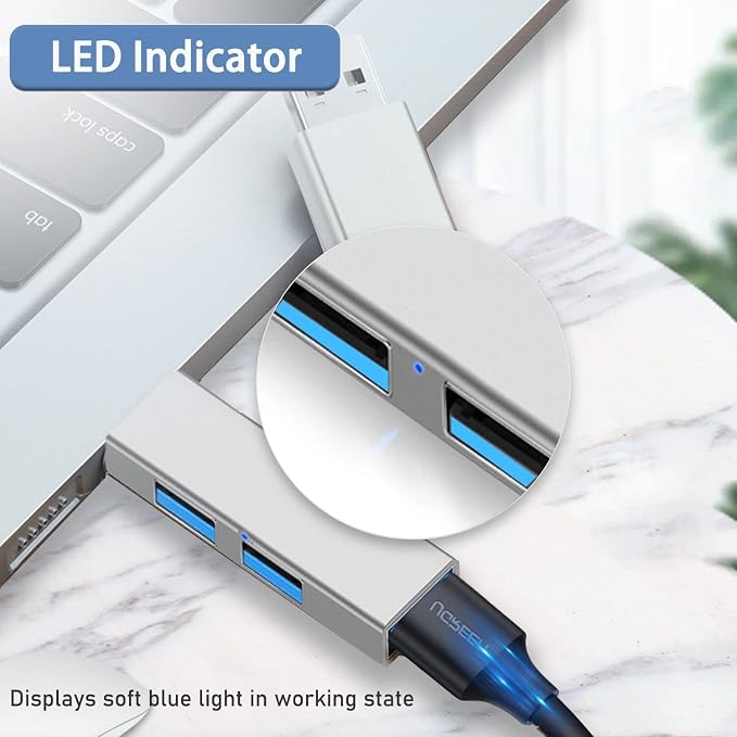 USB 3.0 Hub, VIENON Aluminium 3-Port USB Hub USB Splitter USB Expander - Image 6