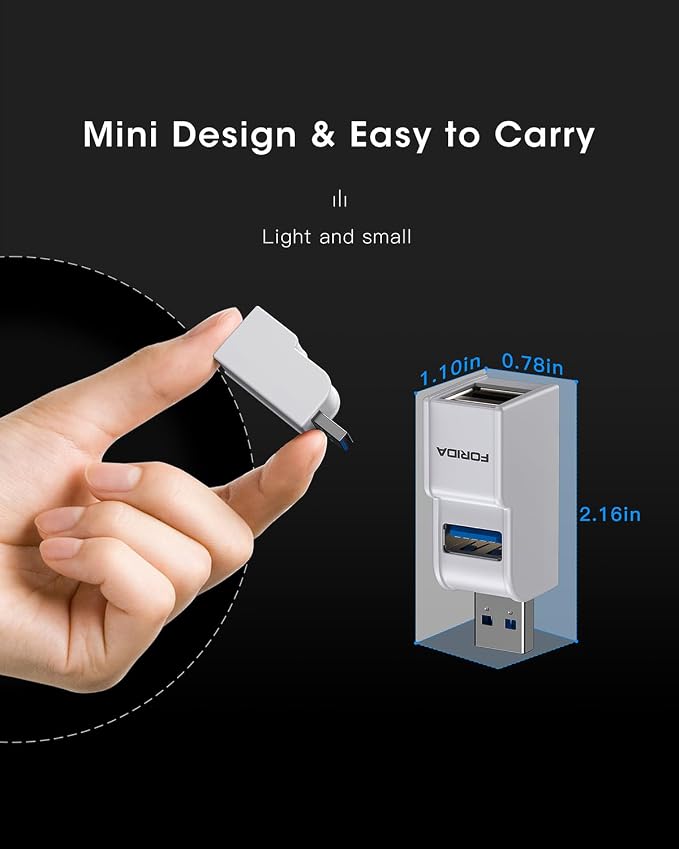 Mini USB Hub 3-Port USB Splitter 1 in 3 Out, USB Expander Adapter - Image 5