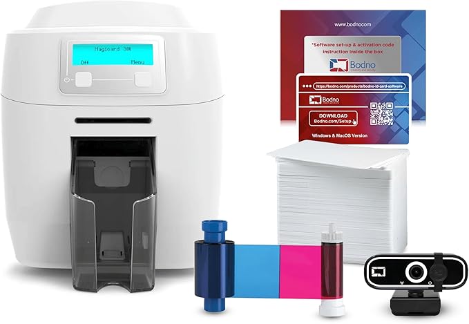 Bodno Magicard 300 Dual Sided ID Card Printer & Complete Supplies Package ID by Bodno