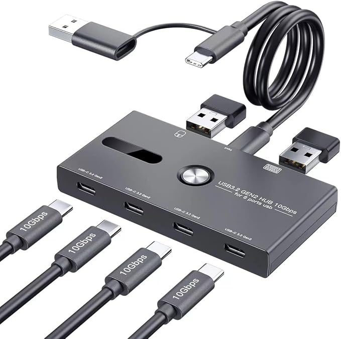 10Gbps USB C Hub, 6 Ports USB C Splitter, Type-C and USB 3.2 to USB C Hub by ZIYUETEK