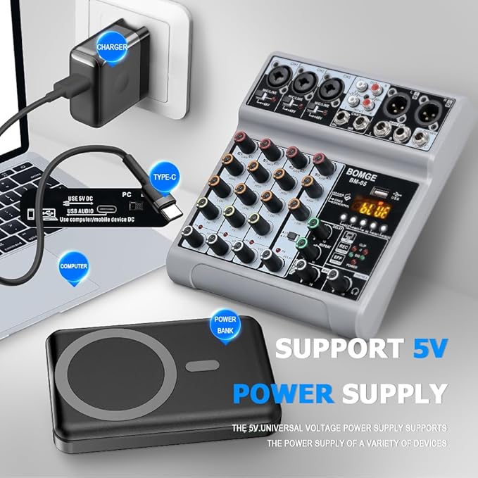 BOMGE Audio Mixer, Sound Board Mixing Console - Image 7