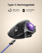 ProtoArc Wireless Trackball Mouse, EM01 NL Ergonomic Bluetooth Rollerball Thumb - Image 7