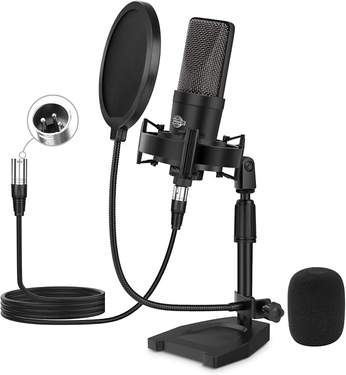 XLR Microphone Professional Cardioid Gaming Mic Kit by IQLQPQ