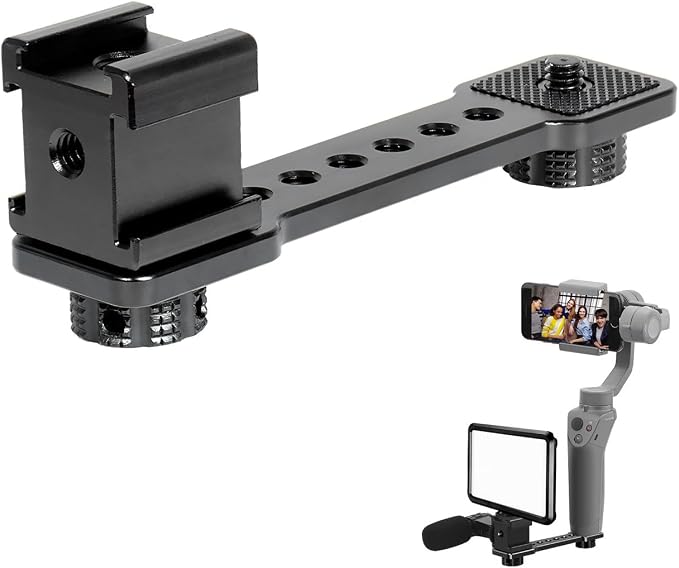 3 Port Cold Shoe Mount Plate for Camera LED Monitor Microphone etc., Aluminum by Beusoulover
