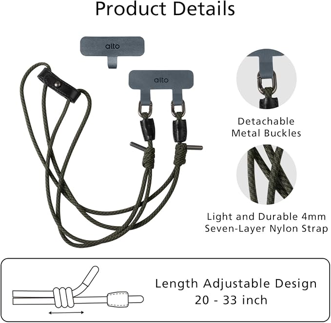 alto Crossbody Phone Lanyard: Detachable Patch, Nylon Strap - Image 4