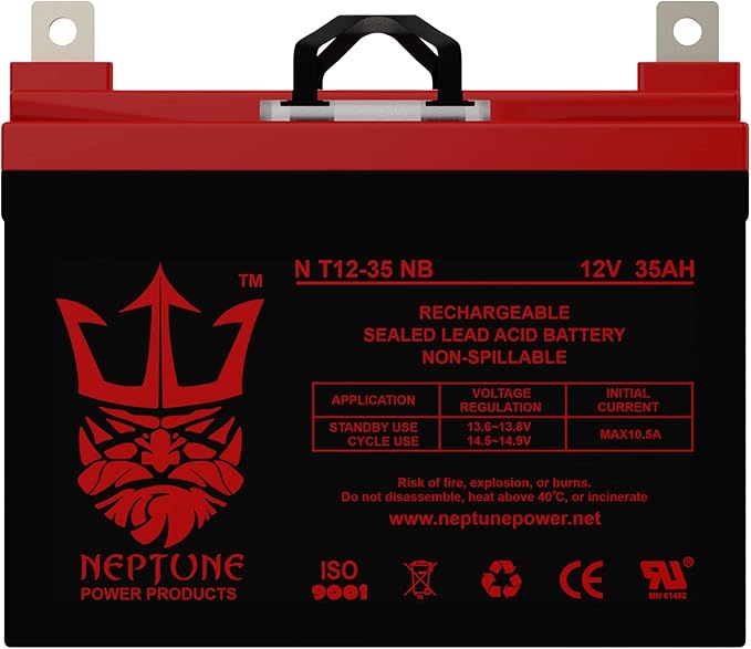 NT-12-35 NB 12V 35AH U1 Deep Cycle AGM Solar Battery Replaces 33Ah, 36Ah Brand by Neptune+Power+Products