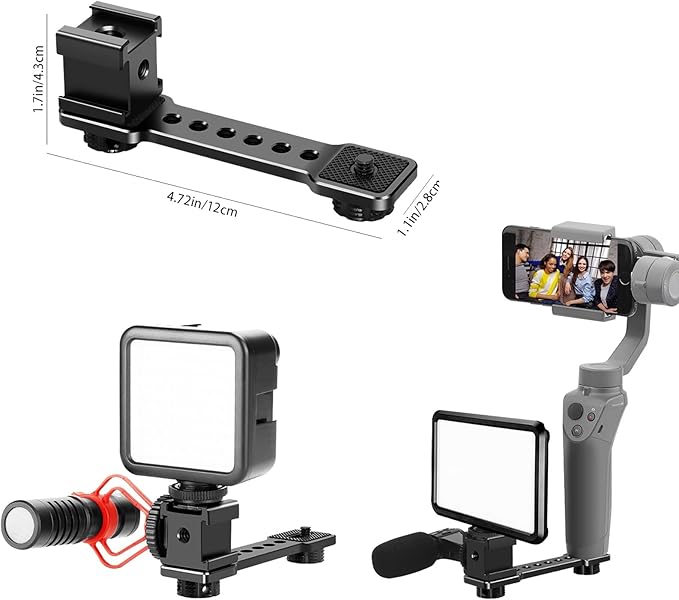 3 Port Cold Shoe Mount Plate for Camera LED Monitor Microphone etc., Aluminum - Image 6
