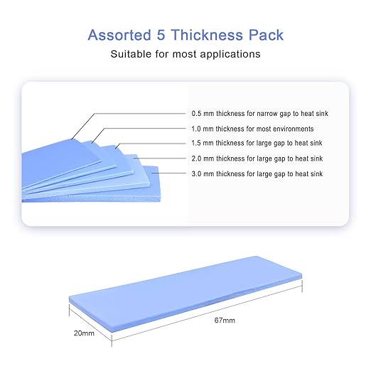 30 Pack Thermal Pads, 20×67 mm by 5 Thickness 0.5 | 1 | 1.5 | 2 | 3 mm - Image 2
