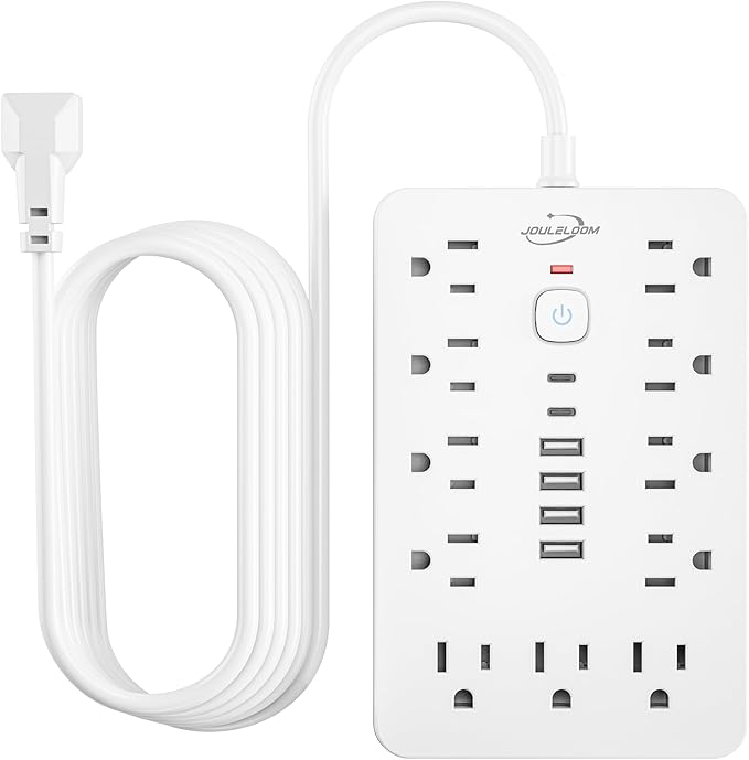 6 FT Flat Plug Surge Protector Power Strip, 11 Multiple AC Outlets by Unknown
