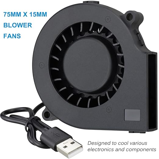 GDSTIME 75mm USB Fan, 75mm x 15mm Blower Fan, 5V DC Brushless Cooling Fan - Image 5