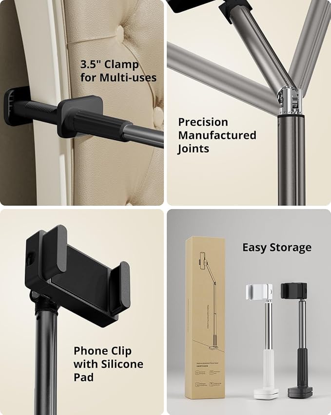 Phone Holder for Bed, 360° Rotation Cell Phone Stand, Flexible Long Arm - Image 5