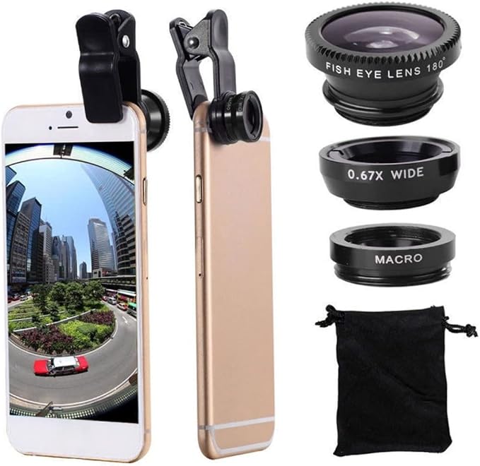 Phone Fisheye Lens 3in1 Wide Angle Fish Eye Macro Lenses Clip-on Universal Lens - Image 3